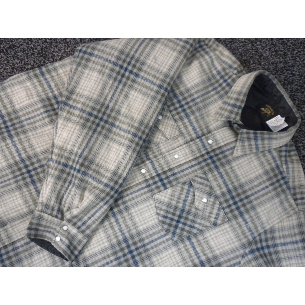 Saddle King Shirt Mens 2XL Gray Blue Pearl Snap Western Insulated Chore Barn VTG
